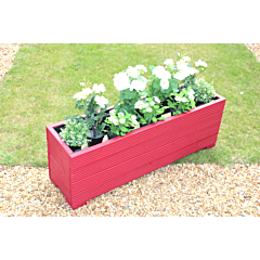 BR Garden Red 4ft Wooden Trough Planter - 120x32x43 (cm) great for Screening and Flowers + Free Gift