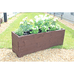 BR Garden Brown 4ft Wooden Trough Planter - 120x32x43 (cm) great for Screening and Flowers + Free Gift