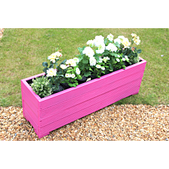BR Garden Pink 4ft Wooden Trough Planter - 120x32x43 (cm) great for Screening and Flowers + Free Gift