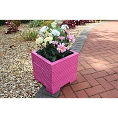 32cm Square Wooden Garden Planter Painted in Valspar Pink