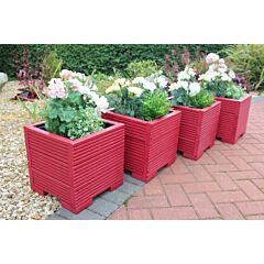 BR Garden Red Small Square Wooden Planter - 32x32x33 (cm) great for your Porch or Door + Free Gift