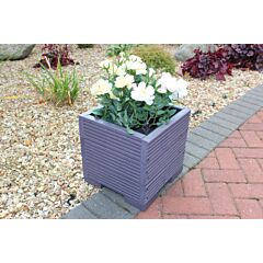 BR Garden Purple Small Square Wooden Planter - 32x32x33 (cm) great for your Porch or Door + Free Gift
