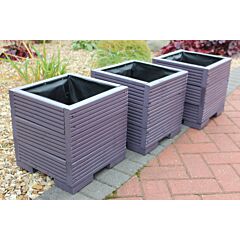 BR Garden Purple Small Square Wooden Planter - 32x32x33 (cm) great for your Porch or Door + Free Gift