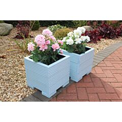 BR Garden Light Blue Small Square Wooden Planter - 32x32x33 (cm) great for your Porch or Door + Free Gift