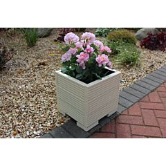 BR Garden Cream Small Square Wooden Planter - 32x32x33 (cm) great for your Porch or Door + Free Gift