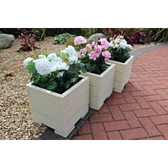 BR Garden Cream Small Square Wooden Planter - 32x32x33 (cm) great for your Porch or Door + Free Gift