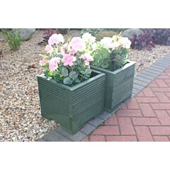 BR Garden Green Small Square Wooden Planter - 32x32x33 (cm) great for your Porch or Door + Free Gift