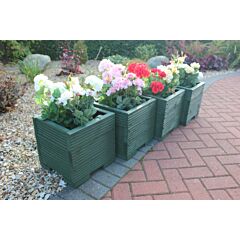 BR Garden Green Small Square Wooden Planter - 32x32x33 (cm) great for your Porch or Door + Free Gift