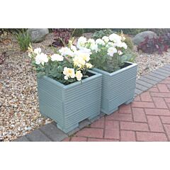 BR Garden Wild Thyme Green Small Square Wooden Planter - 32x32x33 (cm) great for your Porch or Door + Free Gift