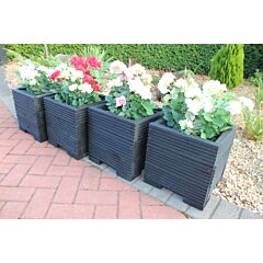 BR Garden Black Small Square Wooden Planter - 32x32x33 (cm) great for your Porch or Door + Free Gift