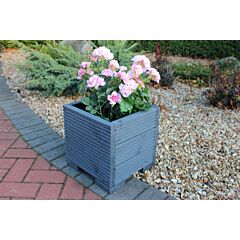 Grey Small Square Wooden Planter - 32x32x33 (cm) great for your Porch or Door