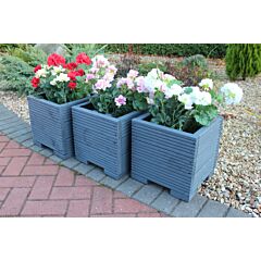 BR Garden Grey Small Square Wooden Planter - 32x32x33 (cm) great for your Porch or Door + Free Gift