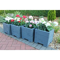 BR Garden Grey Small Square Wooden Planter - 32x32x33 (cm) great for your Porch or Door + Free Gift