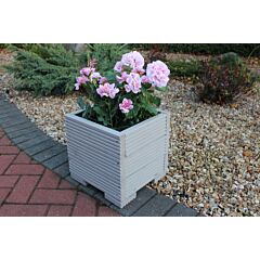 32cm Square Wooden Garden Planter Painted in Cuprinol Muted Clay