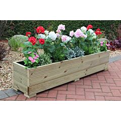 BR Garden Pine Decking 5ft Wooden Planter Box - 150x32x33 (cm) great for Patios and Decking + Free Gift