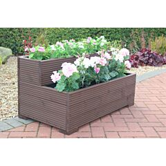 BR Garden Brown Tiered Wooden Planter - 80x35x43 (cm) great for Bedding plants and Flowers + Free Gift