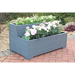 BR Garden Grey Tiered Wooden Planter - 80x35x43 (cm) great for Bedding plants and Flowers + Free Gift