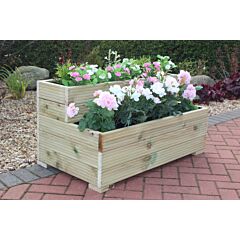 BR Garden Pine Decking Tiered Wooden Planter - 80x35x43 (cm) great for Bedding plants and Flowers + Free Gift