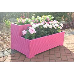 BR Garden Pink Tiered Wooden Planter - 80x35x43 (cm) great for Bedding plants and Flowers + Free Gift