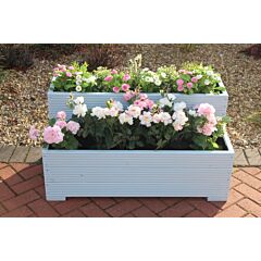 BR Garden Light Blue Tiered Wooden Planter - 80x35x43 (cm) great for Bedding plants and Flowers + Free Gift