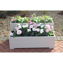 BR Garden Muted Clay Tiered Wooden Planter - 80x35x43 (cm) great for Bedding plants and Flowers + Free Gift