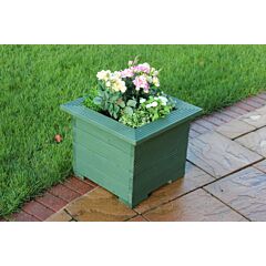 BR Garden Green Square Wooden Planter Mitered - 47x47x43 (cm) great for Small shrubs + Free Gift
