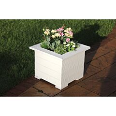 Exclusive Wooden 47cm Square Planters Made in Decking Perfect Flower Trough Plant Pots White