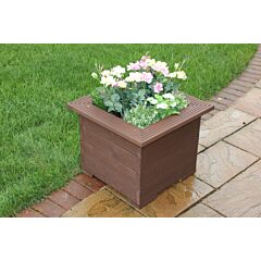 BR Garden Brown Square Wooden Planter Mitered - 47x47x43 (cm) great for Small shrubs + Free Gift