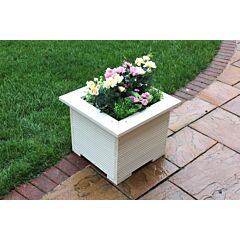 Exclusive Wooden 47cm Square Planters Made in Decking Perfect Flower Trough Plant Pots Cream