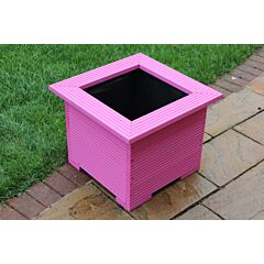 BR Garden Pink Square Wooden Planter Mitered - 47x47x43 (cm) great for Small shrubs + Free Gift
