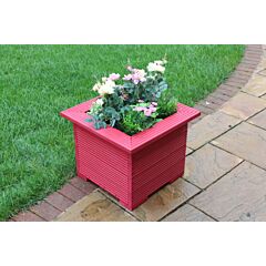 BR Garden Red Square Wooden Planter Mitered - 47x47x43 (cm) great for Small shrubs + Free Gift