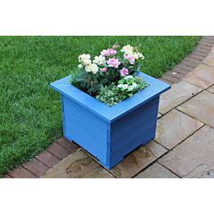 Exclusive Wooden 47cm Square Planters Made in Decking Perfect Flower Trough Plant Pots Blue