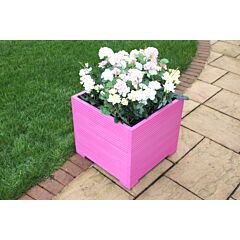 BR Garden Pink Large Square Wooden Planter - 56x56x53 (cm) great for Patios and Decking + Free Gift