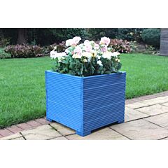 BR Garden Blue Large Square Wooden Planter - 56x56x53 (cm) great for Patios and Decking + Free Gift