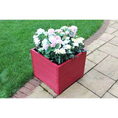 BR Garden Red Large Square Wooden Planter - 56x56x53 (cm) great for Patios and Decking + Free Gift
