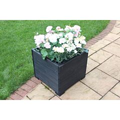 BR Garden Black Large Square Wooden Planter - 56x56x53 (cm) great for Patios and Decking + Free Gift