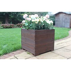 BR Garden Brown Large Square Wooden Planter - 56x56x53 (cm) great for Patios and Decking + Free Gift