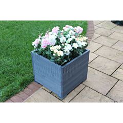 BR Garden Grey Large Square Wooden Planter - 56x56x53 (cm) great for Patios and Decking + Free Gift