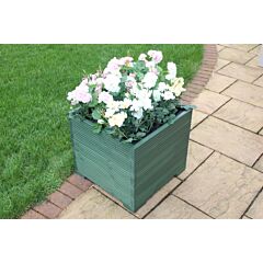 BR Garden Green Large Square Wooden Planter - 56x56x53 (cm) great for Patios and Decking + Free Gift