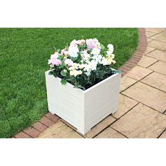 BR Garden Cream Large Square Wooden Planter - 56x56x53 (cm) great for Patios and Decking + Free Gift