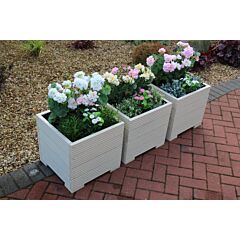 BR Garden Cream Square Wooden Planter - 44x44x43 (cm) great for Small shrubs + Free Gift