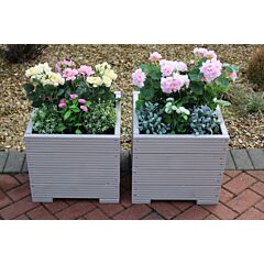 Double 44cm Square Wooden Garden Planter In Cuprinol Shades Muted Clay