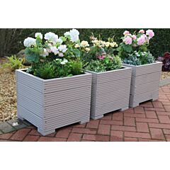 BR Garden Muted Clay Square Wooden Planter - 44x44x43 (cm) great for Small shrubs + Free Gift
