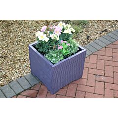 BR Garden Purple Square Wooden Planter - 44x44x43 (cm) great for Small shrubs + Free Gift