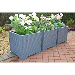 BR Garden Grey Square Wooden Planter - 44x44x43 (cm) great for Small shrubs + Free Gift