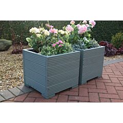 BR Garden Wild Thyme Green Square Wooden Planter - 44x44x43 (cm) great for Small shrubs + Free Gift