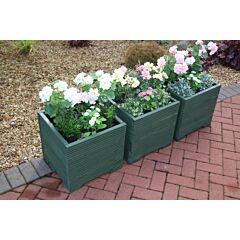 BR Garden Green Square Wooden Planter - 44x44x43 (cm) great for Small shrubs + Free Gift