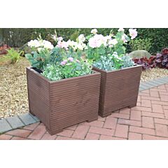 BR Garden Brown Square Wooden Planter - 44x44x43 (cm) great for Small shrubs + Free Gift