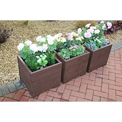 BR Garden Brown Square Wooden Planter - 44x44x43 (cm) great for Small shrubs + Free Gift