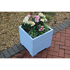 BR Garden Light Blue Square Wooden Planter - 44x44x43 (cm) great for Small shrubs + Free Gift